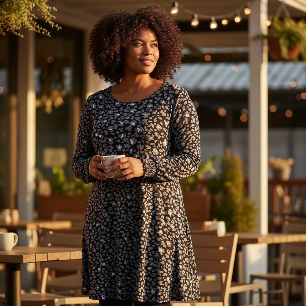 Loft Animal print swing dress. Size large.